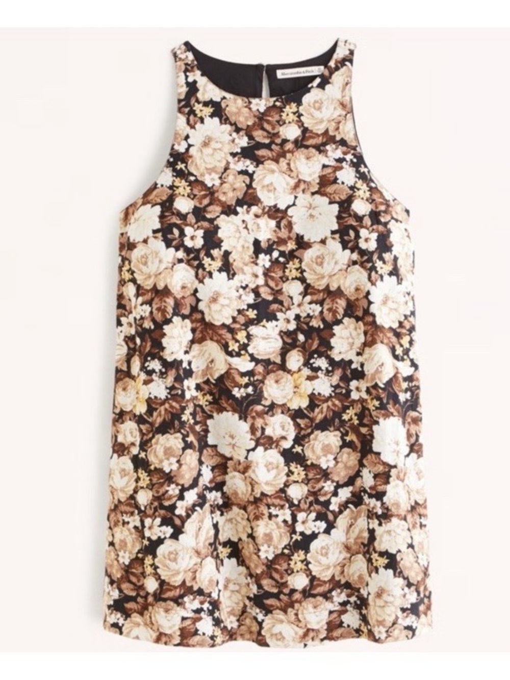 Abercrombie & Fitch Brown Floral Shift Linen Blend Mini Dress Size Small‎